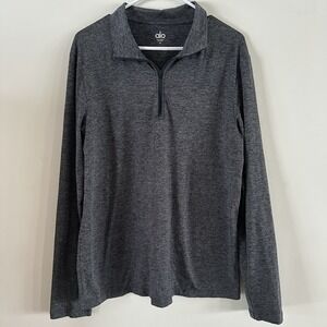 Alo Pullover Mens Medium Gray Quarter Zip Long Sleeve Athletic Shirt Yoga Top